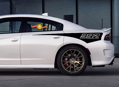 Pegatinas vinilo laterales con franjas y logotipo contorneado 392 para Dodge Charger 2015-2020