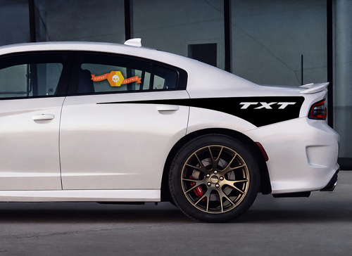 Pegatina de vinilo lateral de franja cuarto TXT para Dodge Charger 2015-2020