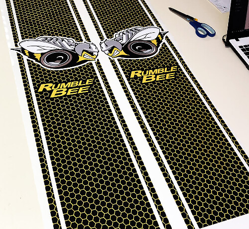 Juego de calcomanías de vinilo con franjas colmena Rumble Bee para la cabecera de Dodge Ram 1500 2500