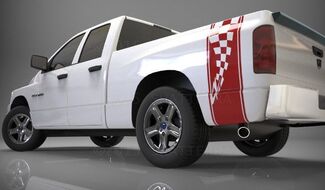 1500 2500 3500 Truck Bed Side Stripe Checkered Flag Dodge Calcomanía DS016A