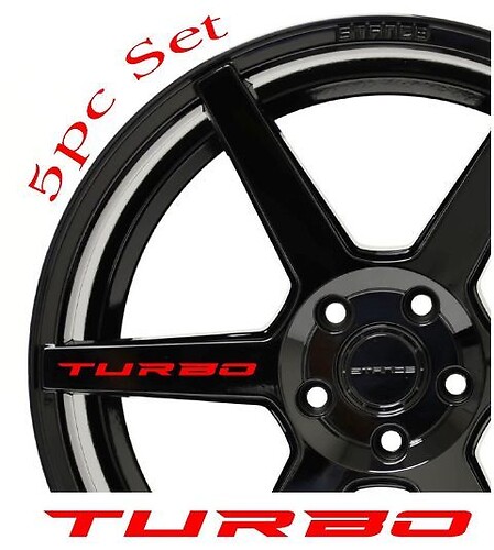 Calcomanía de vinilo con letras Turbo para llantas y rines de coches