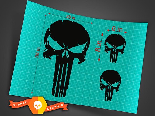 Adhesivo de vinilo con diseño de calavera de Punisher desgastado de 36.0 in para Jeep Hood Ford Chevy Dodge
