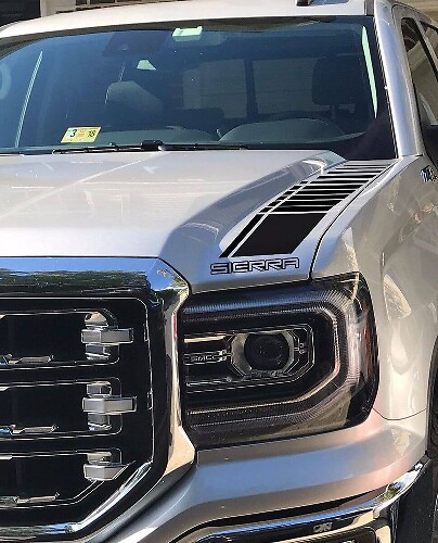 2 Calcomanías de vinilo para camión, adhesivo de carreras 2 Rayas para capó GMC Sierra estilo fábrica graphix