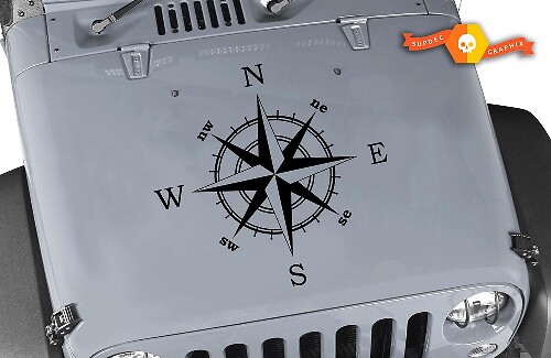Adhesivo Vinilo con Gráfico de Rosa de los Vientos para Capó de Jeep Wrangler