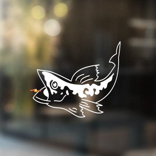 Pegatina adhesiva de vinilo universal con diseño de pez lubina de boca ancha