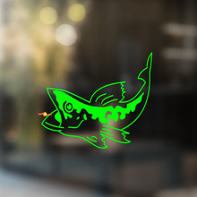 Pegatina adhesiva de vinilo universal con diseño de pez lubina de boca ancha_2