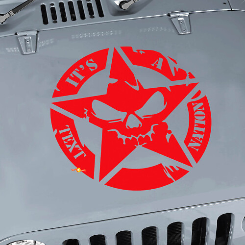 Calcomanía personalizada de capó con calavera y estrella militar para Jeep Wrangler