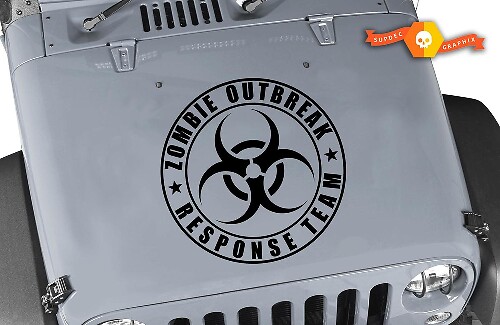 Calcomanía de Vinilo para Capucha del Equipo de Respuesta al Brote Zombi para Jeep Wrangler y CJ