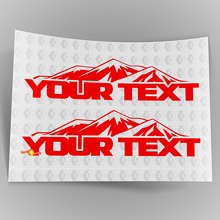 Calcomanía de vinilo con gráfico de montaña y texto personalizado para Jeep Wrangler 2