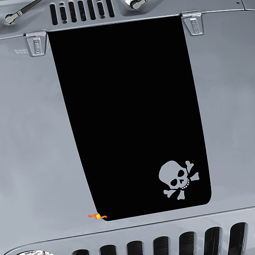 Calcomanía de vinilo negra para capó con diseño de calavera para Jeep Wrangler JK TJ YJ JL