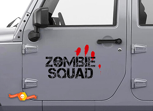Calcomanía adhesiva de vinilo para puerta lateral Zombie Squad para Jeep Wrangler