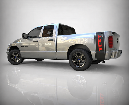 TEXT 4X4 Vertical Bed Band Pair Lateral de caja Adhesivo de vinilo para Dodge Ram 1500