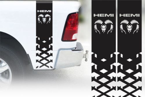 Pegatina de vinilo con franjas estilo Hemi para el lateral de la caja Dodge Ram 1500
