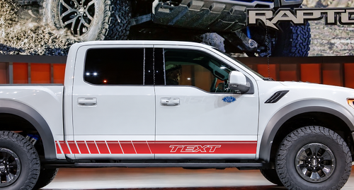 TEXT Slanted Block Rocker Stripe Pair Faldón lateral Adhesivo de vinilo para Ford F-150
