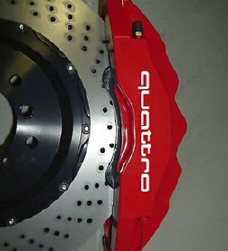 Conjunto de 8 Calcomanías de Vinilo de Alta Temperatura para Caliper de Freno Audi Quattro