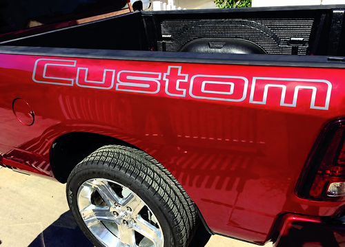 Custom Outline Lettering Pair — Adhesivo de vinilo (lateral de caja)