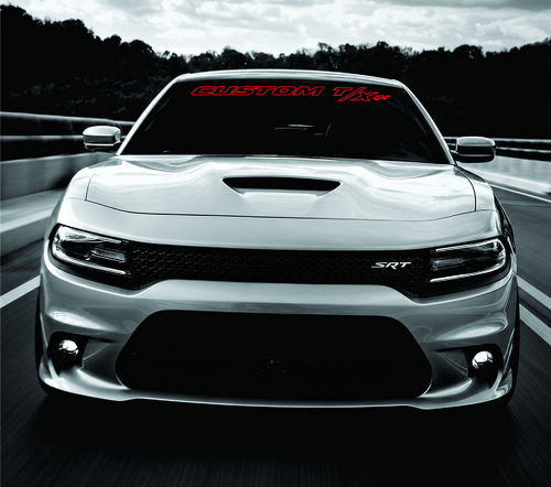 VINILO ADHESIVO PARA PARABRISAS CON BANDERA A CUADROS Y CONTORNO PERSONALIZADO T/X para Dodge Charger