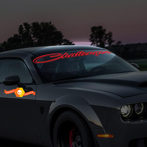Dodge Challenger Script Parabrisas Pegatina Calcomanía rt hemi sxt srt (TODOS LOS COLORES DISPONIBLES)
