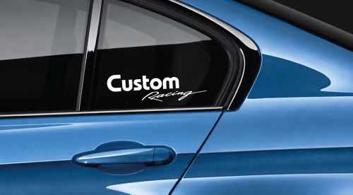 Custom Racing Lettering Pair — Adhesivo de vinilo (ventanilla lateral)