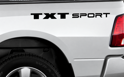 TXT SPORT Par de calcomanías de vinilo para el lateral de la cama para Dodge Ram 1500