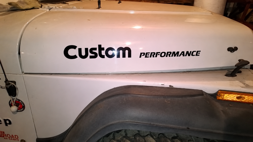 Custom Performance Lettering Pair — Adhesivo de vinilo (capó) para Jeep Wrangler