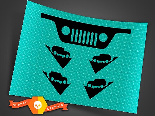 Calcomanía de vinilo para parabrisas con rejilla Jeep para Jeep Wrangler