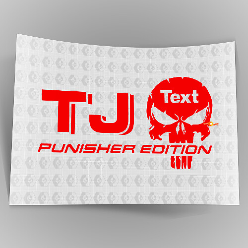 Juego de pegatinas de vinilo edición Custom Text Punisher para Jeep TJ