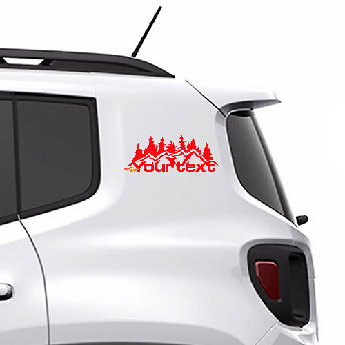 Texto Personalizado Pegatina de Vinilo Gráfico Montañas Bosque 2 para Jeep Renegade