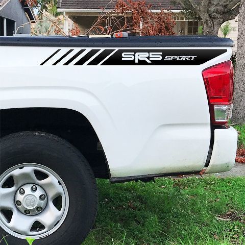 Pegatina de vinilo estilo franjas estroboscópicas deportivas SR5 para la cama de Toyota Tacoma