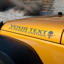 Calcomanía de vinilo personalizada con texto Punisher para capó de Jeep Wrangler TJ LJ JK JKU 2