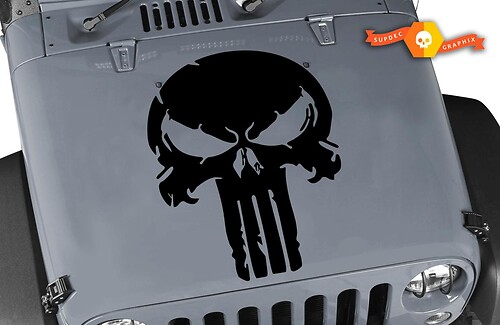 Calcomanía de vinilo con diseño de calavera de Punisher desgastada, para Jeep Hood Ford Chevy Dodge
