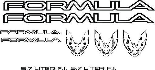 Juego de 9 Pegatinas de Vinilo para Pontiac Firebird Formula 1985-1990