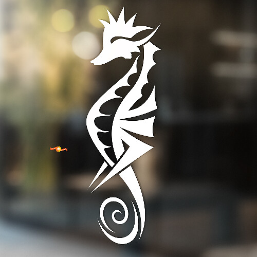 Etiqueta adhesiva universal de vinilo estilo tribal Seahorse
