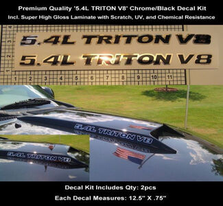 5.4L Ford Triton F150 F250 Chrome Black Decal Kit 2pcs 12.5 pulgadas Hood Scoop 0113