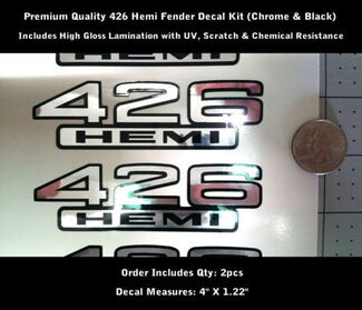 Hemi Decals 426 Chrome & Black Fender Decal Kit 2pcs Pegatinas UV 0149