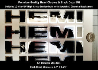 Hemi Truck Hood Scoop Fender Decal Kit 2 piezas cromado y negro 7.5