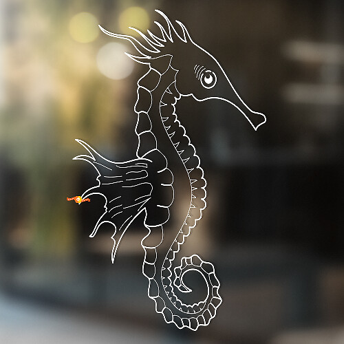 Pegatina de Vinilo Universal con Diseño de Contorno de Caballito de Mar