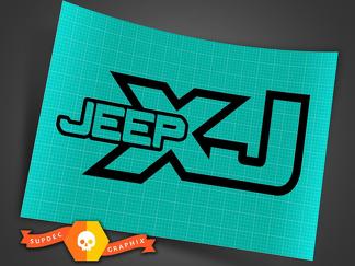 Jeep XJ - Negro - Calcomanía de vinilo Off Road Cherokee Trails Rock Crawling 4x4