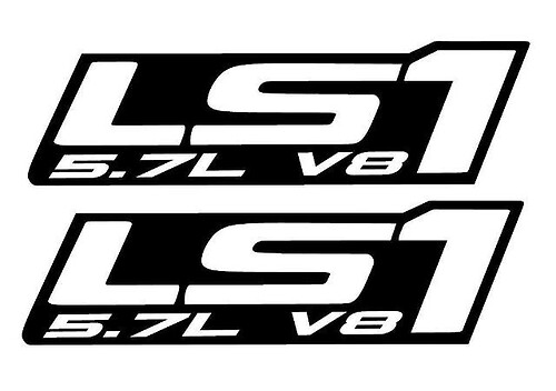 LS1 - Calcomanías adhesivas de vinilo - DOS -negro- Chevy Camaro Corvette Trans Am LS LSX Swap 5.7L
