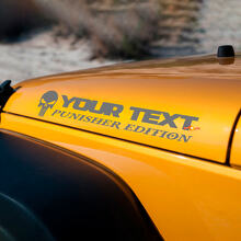 Calcomanía de vinilo con texto personalizado Calavera Punisher para capó Jeep Wrangler TJ LJ JK JKU_2