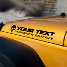 Calcomanía de vinilo con texto personalizado Calavera Punisher para capó Jeep Wrangler TJ LJ JK JKU 3