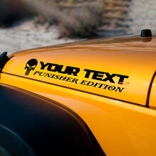 Calcomanía de vinilo con texto personalizado Calavera Punisher para capó Jeep Wrangler TJ LJ JK JKU_3