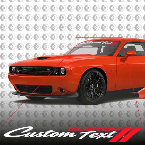 CUSTOM CUSTOM TEXT Twin Slash Banner — Pegatina de vinilo (parabrisas) para Dodge Challenger 2018-2020