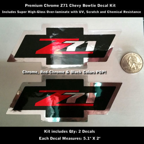 Z71 Chevy Bowtie calcomanías pegatinas kit par cromo súper alto brillo 0108
