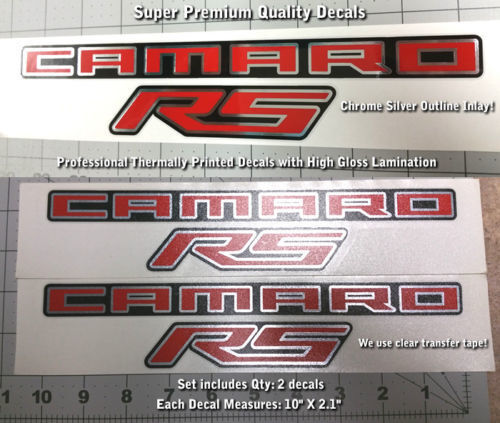 Camaro RS SS Fender Trunk Sticker Kit de calcomanías con incrustaciones cromadas Calidad Premium 0027 2024
