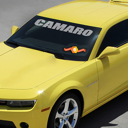 Calcomanía de vinilo con logo a rayas para parabrisas CAMARO para Chevrolet Camaro