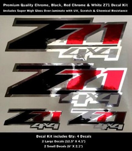 Kit de pegatinas Z71 Cromo Rojo Cromo Negro Blanco Calidad Premium 0091
