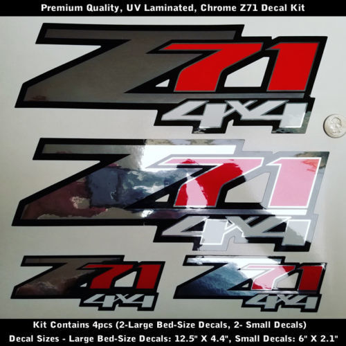 Kit de calcomanías adhesivas Z71 Cromo Rojo Negro Blanco Calidad Premium UV 0164
