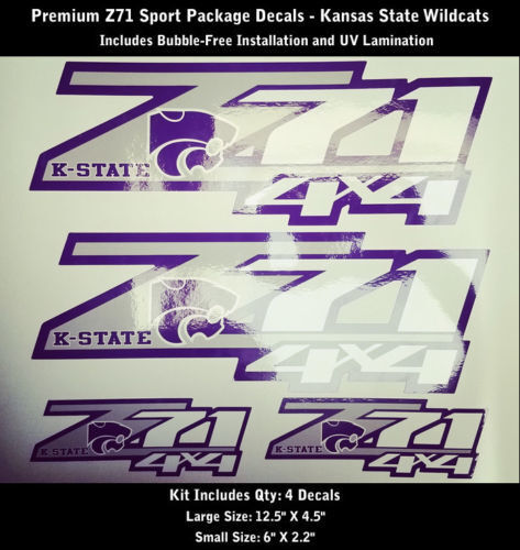 Kit de pegatinas Z71 Kansas State Wildcats Calidad Premium Sin burbujas 0181
