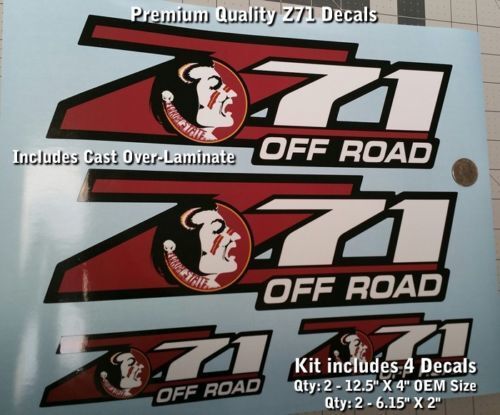 Kit de calcomanías adhesivas Z71, tamaño OEM, diseño Florida Seminoles FSU, incluye 0020
